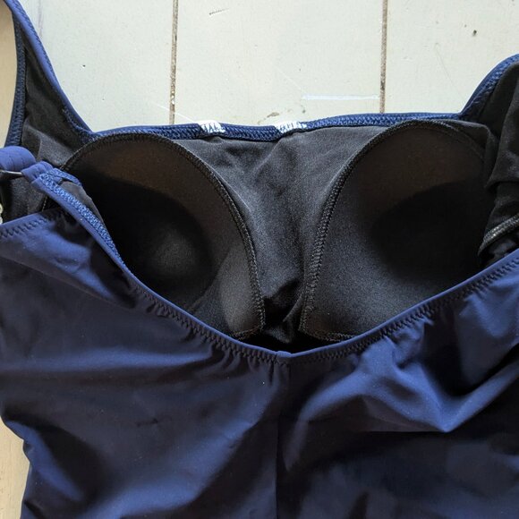 NWT:  Gottex Mirage Full Coverage Square Neck Blue/White Geometric Swimsuit - Picture 4 of 7